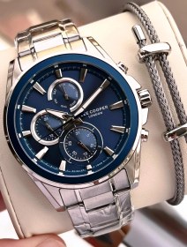 Resim Lee Cooper Premium Nişanve Damatlara Özel 2 Yıl Garantili 5 Atm Erkek Kol Saati+bileklik E.08249.390 Gümüş 