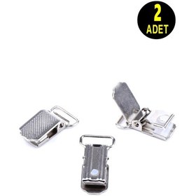 Resim Usin 2 Adet 2 Cm Pantolon Askısı Tokası Klipsi Gümüş 