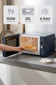 Resim Fressi Urban Retro 20 Litre 700W Izgara Raflı Mikrodalga Fırın FR-MW207 Lacivert 