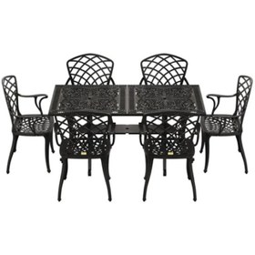 Resim İstanbul Dikdörtgen Masa 6 Lı Hitit Sandalye Siyah 