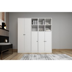 Resim Nettrends Rafli Askilikli Giysi Dolabi Gardrop Beyaz 165 cm G-yd-1059-ç 