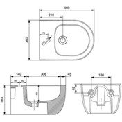 Resim Bocchi V-tondo Parlak Siyah Asma Bide 1487-005-0120 