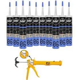 Resim Selsil Nötr Cephe Silikonu 300 Ml Şeffaf 10 Adet ,alüminyum Tabanca Şeffaf 