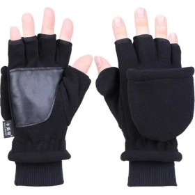 Resim Pengfushop5 Ordu Yeşili Tarzı Kadın Erkek Kış Polar Polar Yarım Parmak Flip Eldiven Çift Katmanlı Kalınlaşmak Dokunmatik Ekran Parmaksız Cabrio Eldivenler Bilek (Yurt Dışından) 