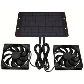 Resim Dashanshop Güneş Enerjili Havalandırıcı 270x175 Çift Fanlı Dış Mekan Sera Kümes Havalandırma 