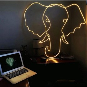 Resim Neon Led Işık Fil Gece Lambası Renkli 