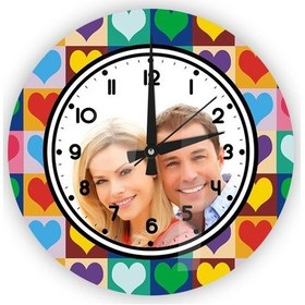 Resim Kişiye Özel Cam Duvar Saati 27 Cm. - 015 Çok Renkli 