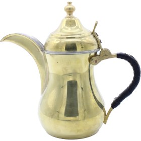 Resim Copperdone El Yapımı Örme Kulplu Dallah Mırra Cezvesi Altın Renk 23 cm 