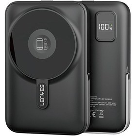 Resim Lenyes Pw1002d 20w Dijital Led Ekranlı Standlı Wireless Powerbank 15w 10000mah Siyah 