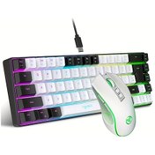 Resim Dream011 Hxsj 68 Tuşlu Renkli Aydınlatmalı Gaming Klavye Ve Mouse Seti Usb Siyah Beyaz Diğer 