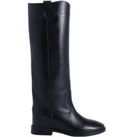 Resim Poletto Hakiki Deri Sıyah Çizme Topuklu 482 15-2258 Siyah 