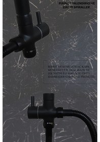 Resim Siyah Robot Duş Seti El Ve Tepe Duş Başlığı Spiral Takımı Banyo Duşu Diğer 