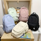 Resim Lise Öğrencileri İçin Preppy Tarzı Naylon Sırt Çantası - Ayarlanabilir Askı, Çoklu Cep, Fermuar Kapatma, Polyester Astar, Açık Mavi Beyaz Detaylarla, Okul ve Günlük Kullanım İçin İdeal, Okul Sırt Çantası | Preppy Tarzı Sırt Çantası | Fermuarlı Sırt Çantası 