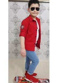 Resim Modavals 4 Parça Gömlekli Erkek Çocuk Takım - Kırmızı 001 