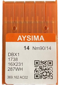 Resim Aysıma Sanayi Tip Düz Dikiş Makina İğnesi İnce Dip Dbx1 Nm90/14 