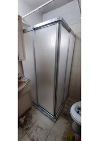 Resim Girayduşakabin 80x80 Parlak Profil Mika Köşe Girişli Kabin Gümüş 