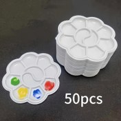 Resim 50 adet Mini Çiçekli Plastik Paleta - Su Temizleme, Akrilik ve Yağlı Boyalar için Dayanıklı, Kolay Temizlenebilir Sanat Boyama Tepsisi - Sanatçılar için İdeal, Kolay Temizlenebilir, Sanat Malzemeleri | Çiçek Deseni | Dayanıklı Plastik 