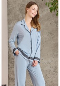 Resim Pierre Cardin 2200 Kadın Uzun Kollu Gömlek Pijama Takımı-mist Mist 
