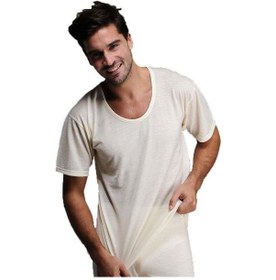 Resim Hasyün Erkek Ince Yün Termal Kısa Kol Bisiklet Yaka Içlik Woolmar Krem 