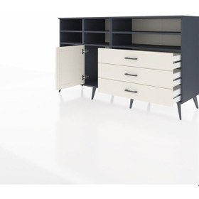 Resim Kronos Konsol 8 Raflı 3 Çekmeceli Tek Kapaklı 176x59x99 Antrasit Antrasit-aytaşı 