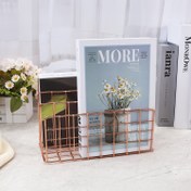 Resim 1 adet Modern Demir 3 Hücreli Masaüstü Düzenleyici, Dosya ve Kitap Saklama için Yaratıcı Metal Kitaplık, Ev Ofisi Dekor Rafı, Masa için Raf 