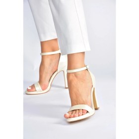 Resim Fox Shoes Sedef Tek Bantlı Kalın Topuklu Kadın Ayakkabı M348072309 