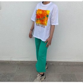 Resim Marıons Kız Çocuk Pamuklu Rahat Kesim Manzara Baskılı Tshirt-12926 Beyaz 