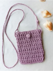 Resim VALAR Yazlık Hasır Çanta / Telefon Çantası Lila 