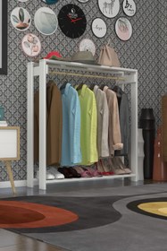 Resim Kenzlife Giysi Dolabı Maksut 135*100*40 Byz Askılık Ayakkabılık 