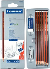 Resim Staedtler 6'Lı Tradition Silgi Ve Kalemtıraşlı Kalem Seti 61110C6 