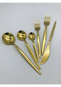 Resim Lizbon 36 Parça Titanyum Gold Çatal Kaşık Bıçak Seti Gold 
