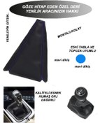 Resim bol bol cesitler FIAT FIORINO Uyumlu Araba,Oto,Araç vites KÖRÜGÜ SİYAH DERİ MAVİ DİKİŞ 