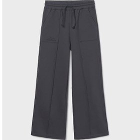 Resim Kız Çocuk Bol Paça Dikiş Detaylı Eşofman Altı - Antrasit Gri 