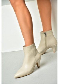 Resim Fox Shoes R404710009 Bej Alçak Topuklu Kadın Bot Bej 