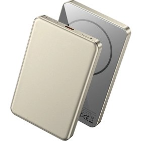 Resim Wiwu P15 LED Işık Göstergeli Ultra Ince Pd 20W Kablosuz Powerbank 5000MAH 15W Titanyum-Gold 