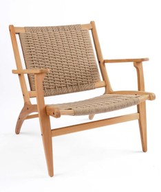 Resim unboxdeco Corn Hasır Örme Masif Kayın Ahşap Koltuk , Berjer 