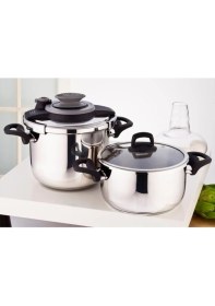 Resim Misda Store Montana 4 + 6 Litre Siyah Gri Düdüklü Tencere 