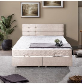 Resim Viyana Çift Kişilik Baza Başlık Letto Yatak Seti - Krem 180 x 200 