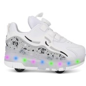 Resim Rocky Patenli Çocuk Ortopedik Işıklı Tekerlekli Patenli Spor Kaykay 4 Tekerli Ayakkabı 