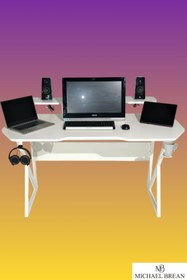 Resim Michael Brean Özel Tasarım Oyuncu Masası 150 Cm Bardaklık Ve Kulaklık Tutucu Hediye 