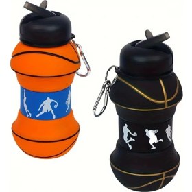 Resim Marsilyan Basketbol Topu Tasarımlı Akordiyon Su Şişesi 