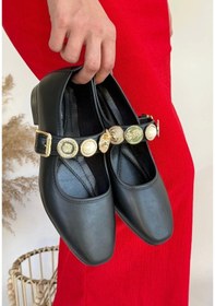 Resim Koope Siyah Cilt Babet Ayakkabı Çok Renkli 