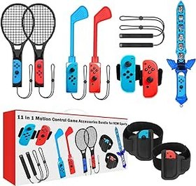 Resim Switch Sports Accessories - CODOGOY 11 in 1 Switch Sports Accessories Bundle for Nintendo Switch Sports, Family Accessories Kit Compatible with Switch/Switch OLED Sports Games 