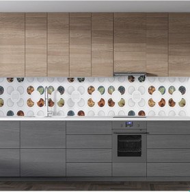 Resim Mutfak Tezgah Arası Folyo Fayans Kaplama Folyosu Yuvarlak Yaprak 