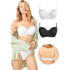 Resim Cottonhill Balenli Toparlayıcı Dolgusuz Straplez Lotus Sütyen 2'li Paket Çok Renkli 