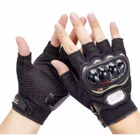 Resim Motosiklet Yarım Parmaksız Eldiven Siyah 