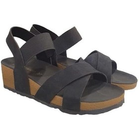 Resim Pierre Cardin Üstü Ayarlı Lastikli Dolgu Topuk Bayan Sandalet 001 