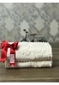 Resim 2 Li Banyo Ayak Havlusu Krem Pembe 