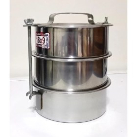 Resim abnturk 3 Kaplı Çelik Sefer Tası 5-6 Kişilik Vidalı Sefertası 18X7CM Yemek Taşıma Kabı Tabldotcu Karavanası 