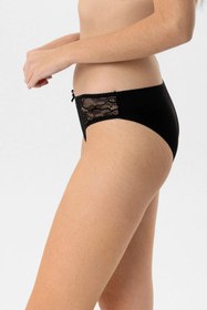 Resim 2664 Siyah Dantelli Tekli Slip Külot - Siyah / 48 